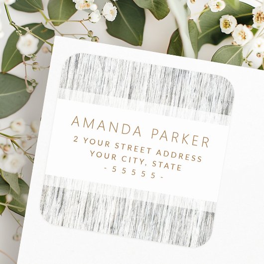 Elegante houten korrel randen retour adreslabels vierkante sticker