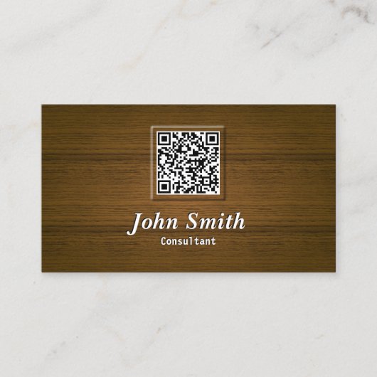 Elegante Houten QR Code Consultant Visitekaartje (Voorkant)