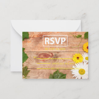 Elegante houten RSVP met Blush accenten Notitiekaartje