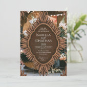 Elegante houten rustieke bruiloft kaart (Staand voorkant)