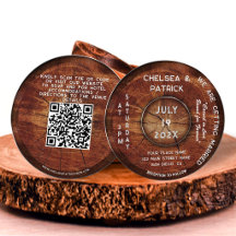 Elegante Houten Rustieke Tuin Bruiloft QR Code Ron