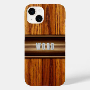 Elegante Houten Textuur met Decoratief Messing Case-Mate iPhone 14 Hoesje