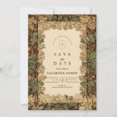 Elegante Houtige Botanische Bruiloft Save The Date (Voorkant)
