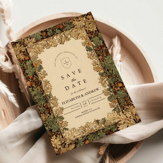 Elegante Houtige Botanische Bruiloft Save The Date