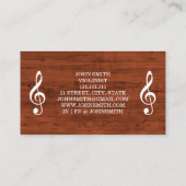 Elegante houtnerf viool violist visitekaartje (Achterkant)