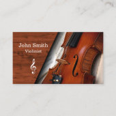 Elegante houtnerf viool violist visitekaartje (Voorkant)