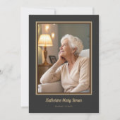 Elegante houtskool beige begrafenismonument kaart (Voorkant)