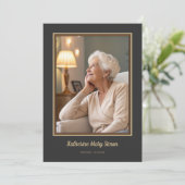 Elegante houtskool beige begrafenismonument kaart (Staand voorkant)