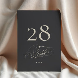 Elegante Houtskool bruiloft 5 x 7 Tafelnummer