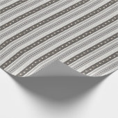 Elegante Houtskool & Crème Schelp Bloem Streep Cadeaupapier (Hoek)