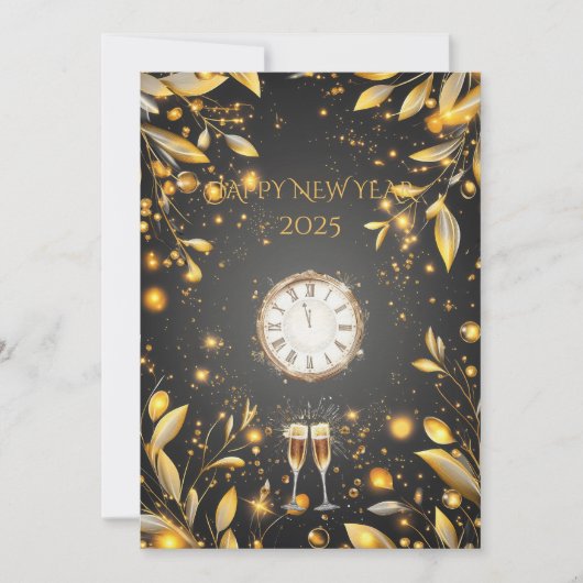 Elegante houtskool en gouden oudejaarsavond countd kaart (Voorkant)