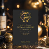 Elegante houtskool en gouden oudejaarsavond countd kaart