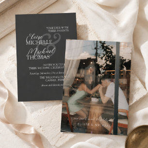 Elegante Houtskool Foto Formele Bruiloft Kaart