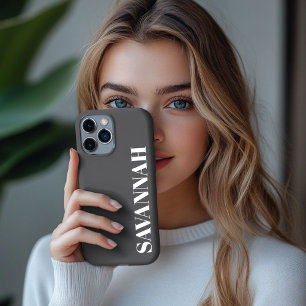 Elegante houtskool gepersonaliseerde naam eenvoudi Case-Mate iPhone case