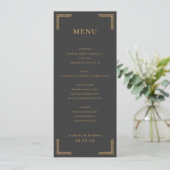 Elegante Houtskool Gouden Menu (Staand voorkant)