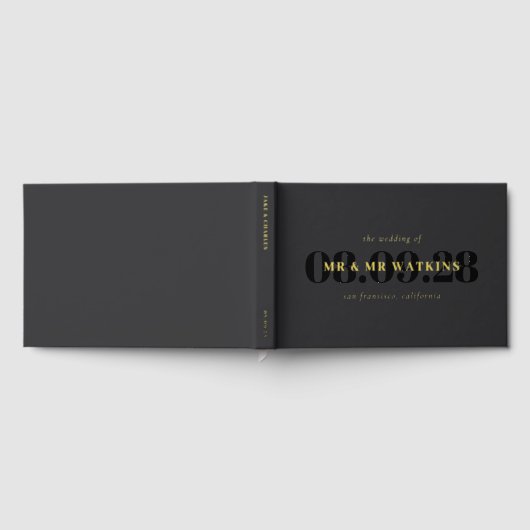 Elegante houtskool gouden typografie bruiloft gastenboek (Volledig)