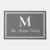 Elegante houtskool grijs dubbele randen monogram deurmat (Voorkant)