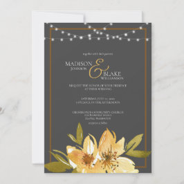 Elegante Houtskool Grijs, Geel en Koperhuwelijk Kaart