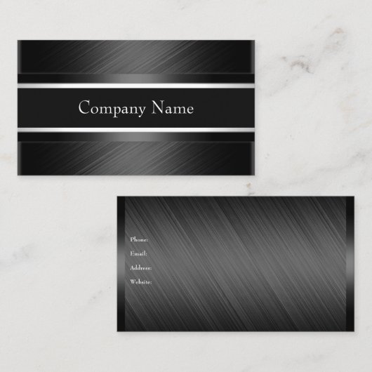 Elegante houtskool grijs zwart zilver visitekaartje (Voorkant / Achterkant)