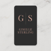 Elegante houtskool Roos Gold Monogram QR Code Visitekaartje (Voorkant)