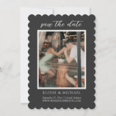 Elegante Houtskool Schaalrand Foto Save The Date (Voorkant)