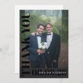 Elegante houtskool typografie bruiloft foto bedankkaart (Voorkant / Achterkant)