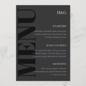 Elegante Houtskool Typografie Monogram Bruiloft Me Menu (Voorkant)