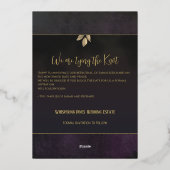 Elegante Houtskool Zwart Goud Fluweel Save the Dat Folie Uitnodiging (Achterkant)