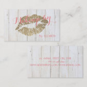 Elegante houtstructuur, Glitterende lippen Visitekaartje (Voorkant / Achterkant)