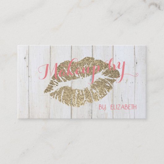 Elegante houtstructuur, Glitterende lippen Visitekaartje (Voorkant)