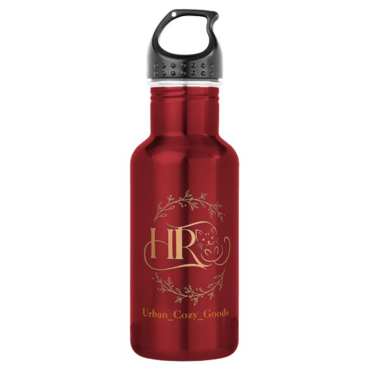 Elegante HR-monogram roestvrijstalen fles (Voorkant)