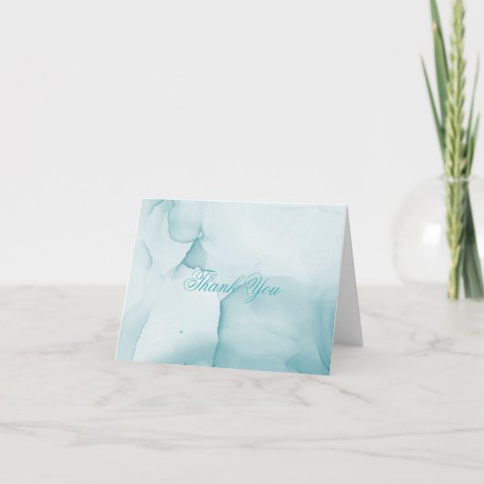 Elegante Huidige Blauwe Waterverfinkt  Bedankkaart (Voorkant)