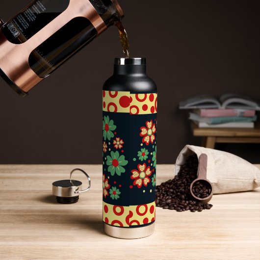 Elegante Huidige Chic Bloemige Waterfles (Koffie)