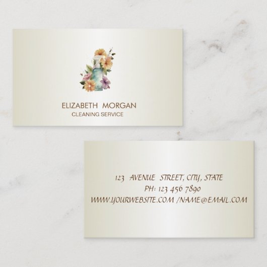 Elegante Huis Bloemen Spray Bottle Cleaning Visitekaartje (Voorkant / Achterkant)