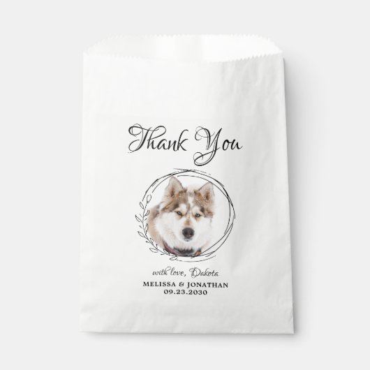 Elegante huisdier foto dank u hond behandelen brui bedankzakje (Voorkant)
