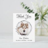 Elegante huisdier foto hond gebladerte bruiloft be briefkaart (Staand voorkant)