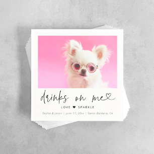 Elegante huisdier foto hond huwelijksfeest   Drank Servet