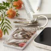 Elegante Huiskat Sleutelhanger (Voorkant Rechts)