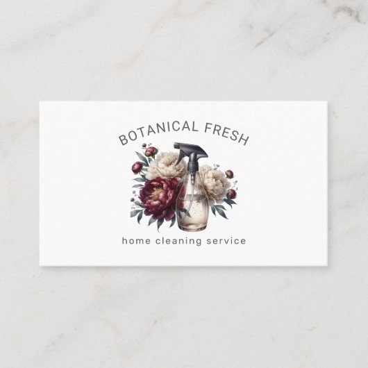 Elegante huisschoonmaakdienst Floral Visitekaartje (Voorkant)