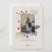 Elegante Hulst en Gouden Kerst Foto Feestdagenkaart (Achterkant)