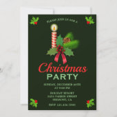 Elegante Hulst en Kaars | Kerstfeest Uitnodiging (Voorkant)