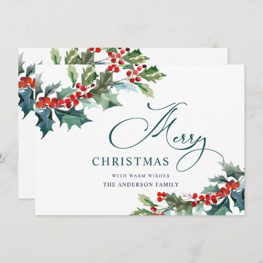 Elegante Hulstak Kerstdag Mistletoe Groet Feestdagenkaart (Voorkant / Achterkant)