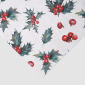 Elegante Hulstberrieën Kerstmis Rustiek Tissuepapier (Detail)