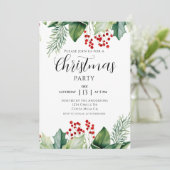 Elegante Hulstbes Kerstfeest Uitnodiging (Staand voorkant)
