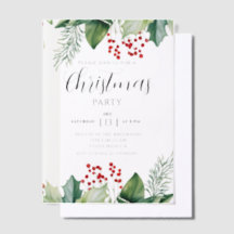 Elegante Hulstbes Kerstfeest Uitnodiging