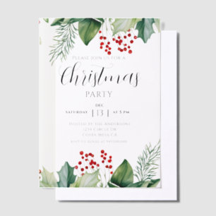 Elegante Hulstbes Kerstfeest Uitnodiging