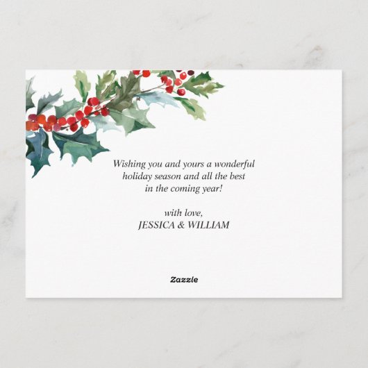 Elegante Hulstbes Kerstmis Mistletoe Groet Feestdagenkaart (Achterkant)