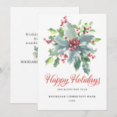 Elegante hulstbesjes Niet-foto 2024 Zakelijk Feestdagenkaart (Voorkant / Achterkant)