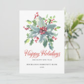 Elegante hulstbesjes Niet-foto 2024 Zakelijk Feestdagenkaart (Staand voorkant)