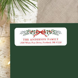 Elegante hulstbeslint kerst retouradres etiket